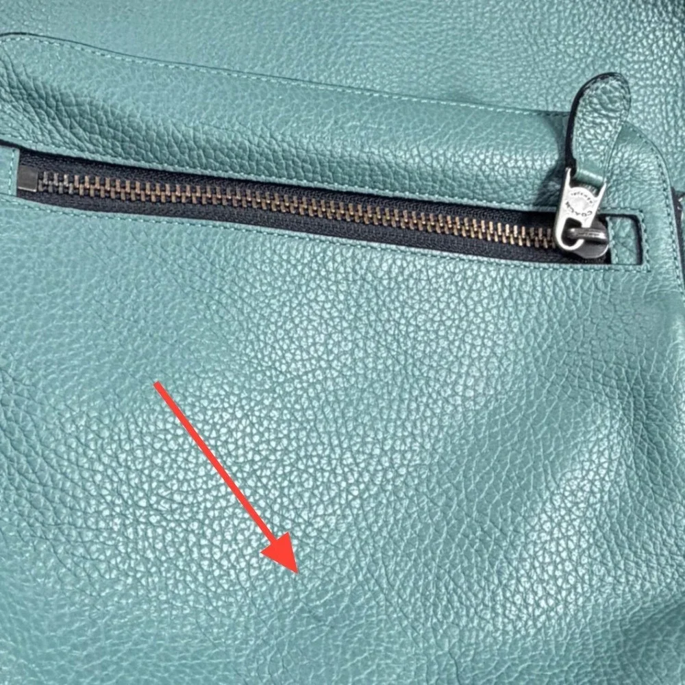 Coach West Backpack Teal Black Pebbled Leather F27287 Mens Bag